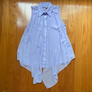 Sleeveless lavender crepe blouse